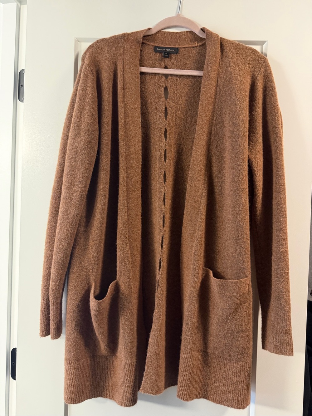 Banana Republic Chestnut Brown Open-Front Pocket Cardigan